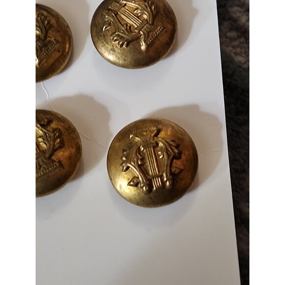Vintage Brass Military Band Buttons Lot (4) – Lyre Harp Musician Insignia - Picture 6 of 9
